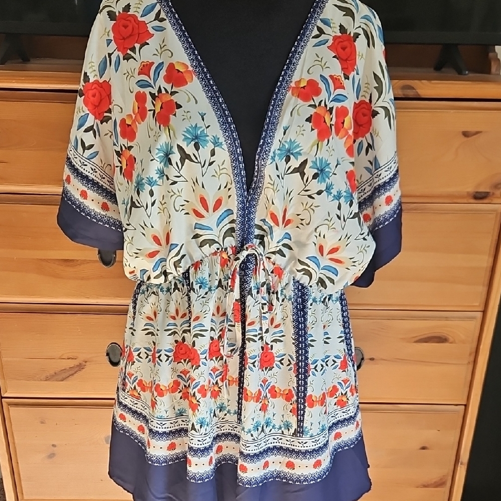 SHEIN Floral Print Kimono Sleeve Tunic